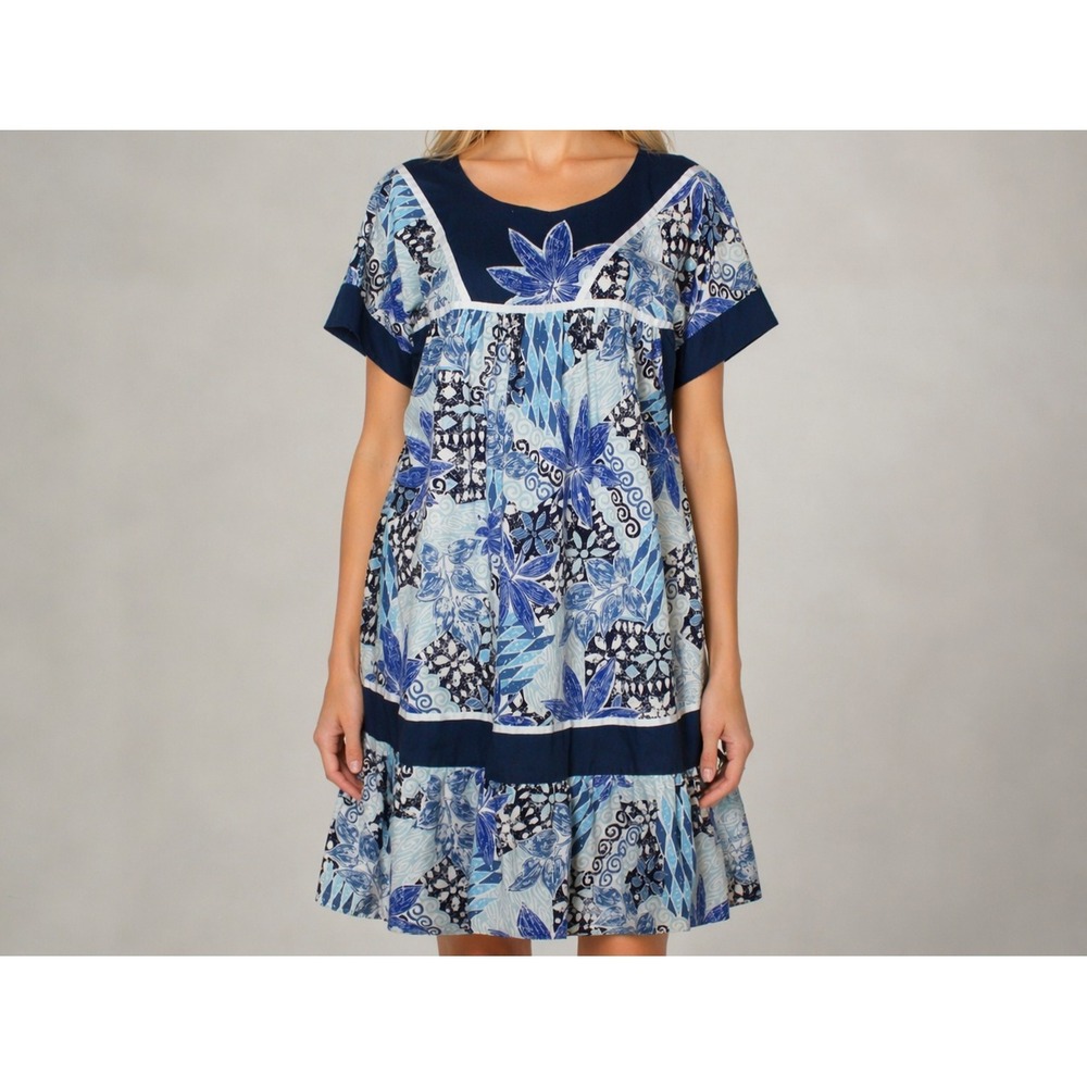Carol Bennett Cotton Dress Vintage Hawaiian Relaxed Breathable Resort Wear SZ M